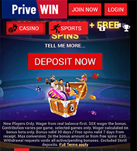 PriveWin Casino Screenshot
