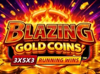 Blazing Gold Coins Running Wins Logo