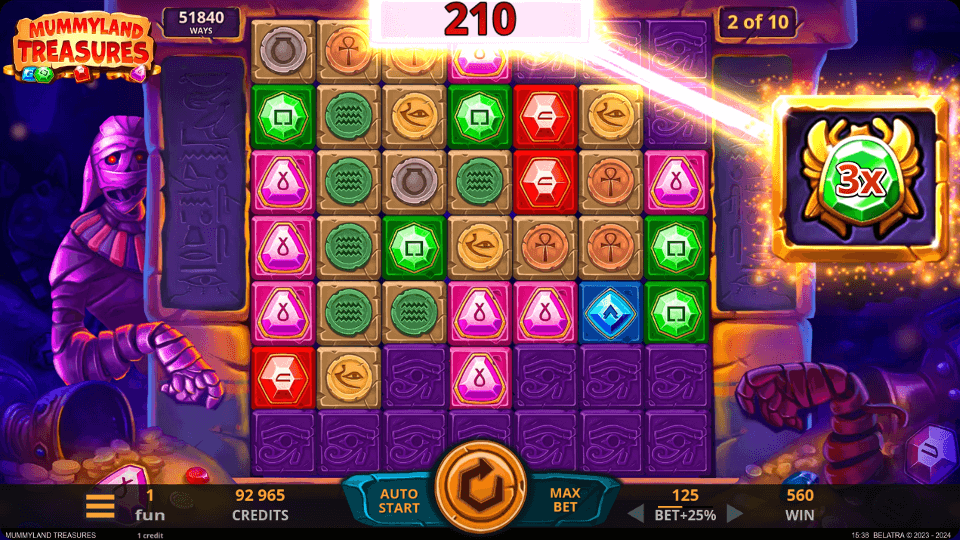 mummyland treasures bonus game multiplier
