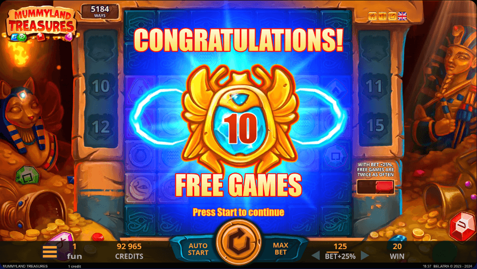 mummyland treasures free spins
