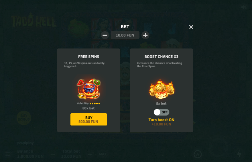 Taco Hell Bonus Game Buy Option